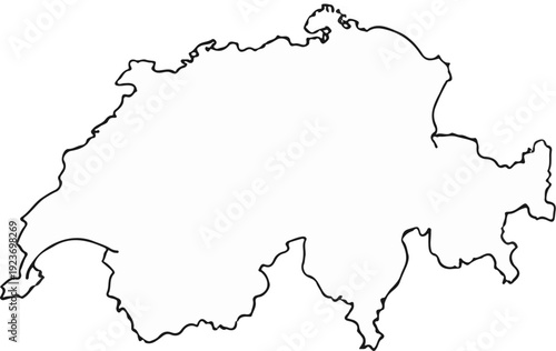 Outline map of Switzerland with a white background and black border
