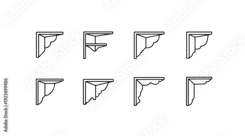Collection of Decorative Architectural Brackets and Corbels Line Art