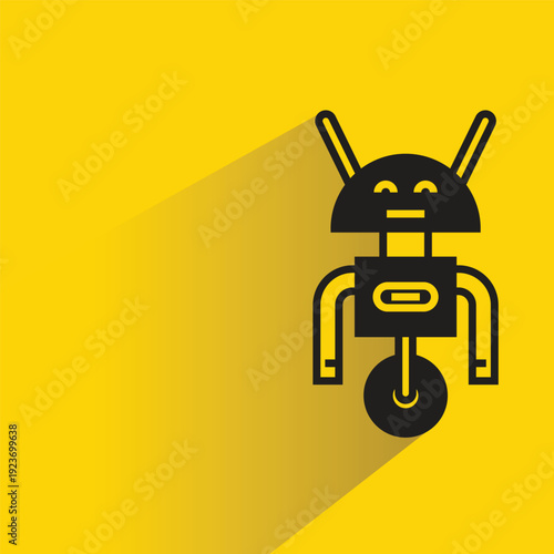 droid and humanoid robot with shadow on yellow background