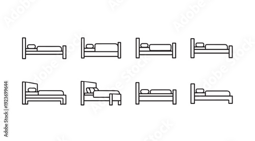 Collection of Diverse Bed Icons Line Art Simple Design