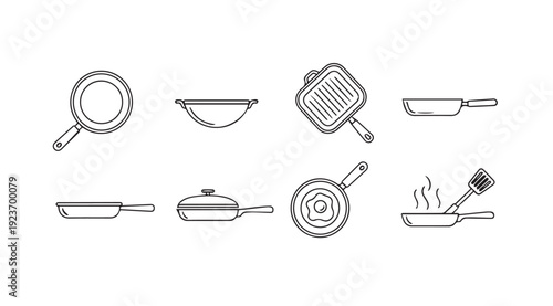 Collection of Frying Pan Icons and Illustrations