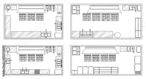 Architectural floor plans showcasing various interior layouts and design concepts for spaces.