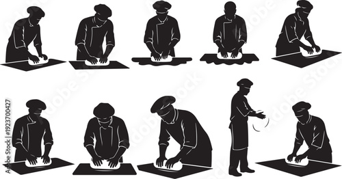 Silhouette of a man in various poses and actions