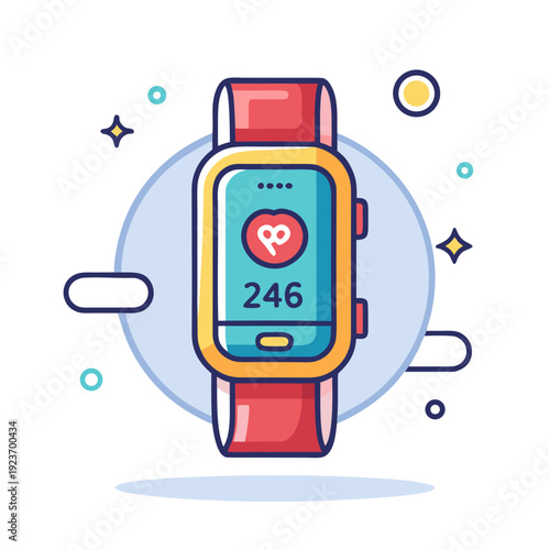 Fitness smartwatch showing heart rate and activity data