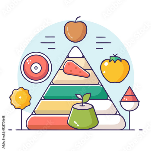 Healthy Nutrition Pyramid with Assorted Foods