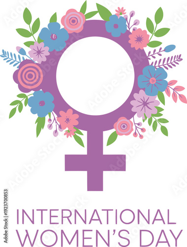 Vibrant floral female symbol for International Women's Day celebration