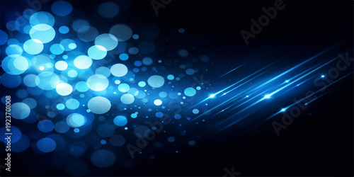 Shiny blue abstract bokeh background with glowing glitter circles and bright defocused light effects for a festive Christmas holiday wallpaper design illustration