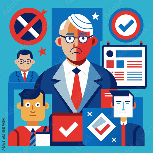 Political Candidates and Election Symbols in a Graphic Illustration