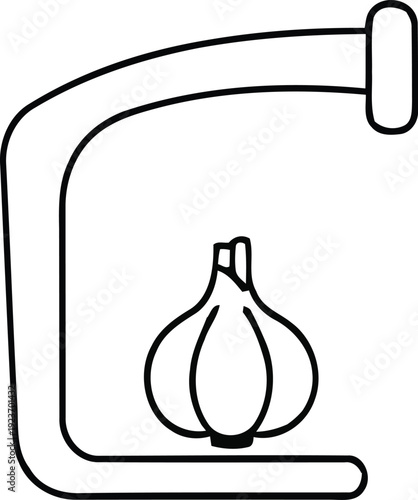 Garlic press kitchen utensil for crushing garlic cloves