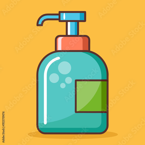 Turquoise Soap Dispenser with Orange and Blue Pump