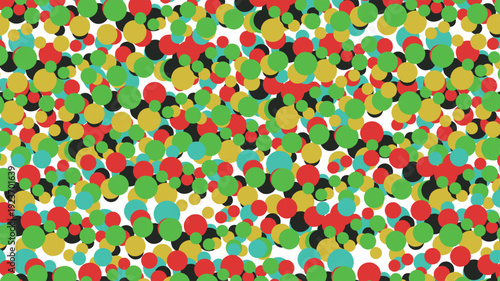 A dense colored texture or abstraction made up of colored balls or circles.