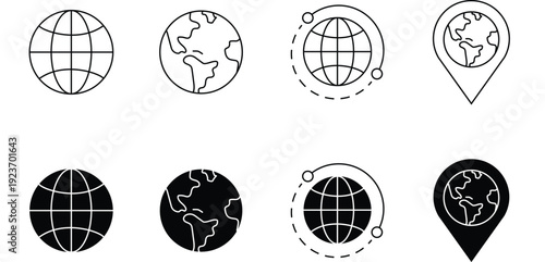 World Globe Line Icon Vector