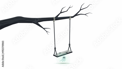 Swing Hanging from Tree Branch.