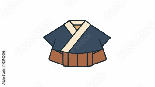 Traditional Japanese Kimono Cartoon Illustration.