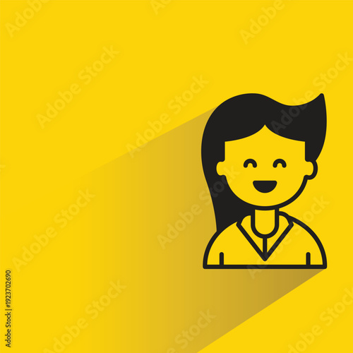 girl character avatar with shadow yellow background