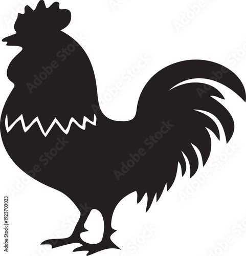 Black silhouette of a rooster standing proudly