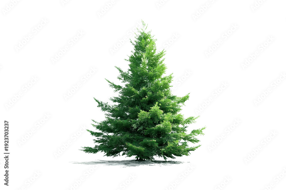 Fototapeta premium Beautiful Christmas tree with star on top isolated on transparent background