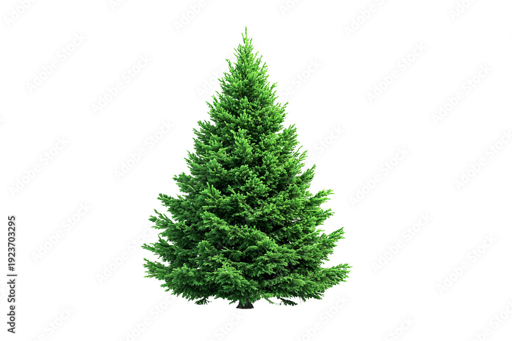 Obraz premium Green Christmas tree with sparkling lights isolated on transparent background