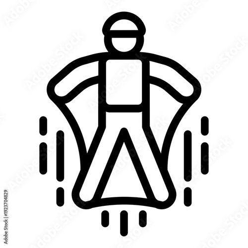 wingsuit outline icon. flight suit glide. air sport. extreme adventure