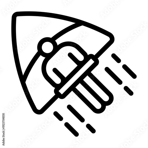 hang gliding outline icon. air wing flight. mountain sport. extreme adventure