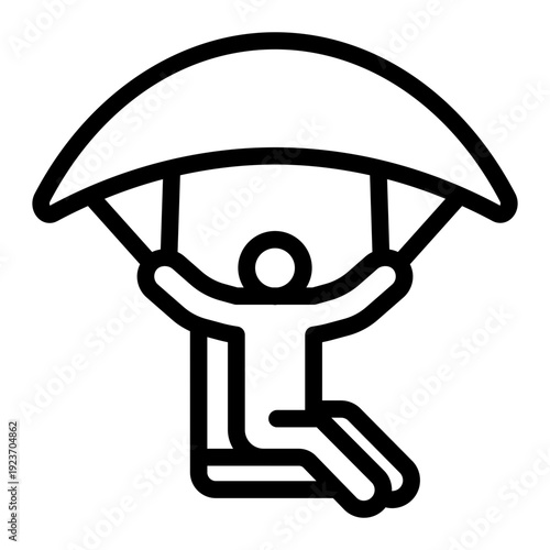 paraglider outline icon. canopy glide flight. mountain sport. air adventure
