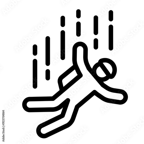 skydiver outline icon. parachute freefall jump. air sport. extreme adventure