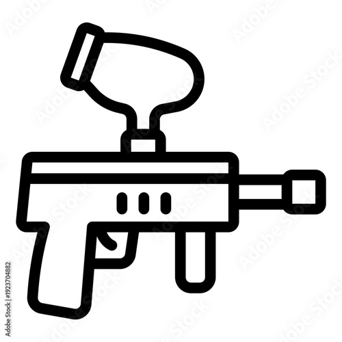 paintball gun outline icon. marker shooting gear. outdoor battle. extreme sport