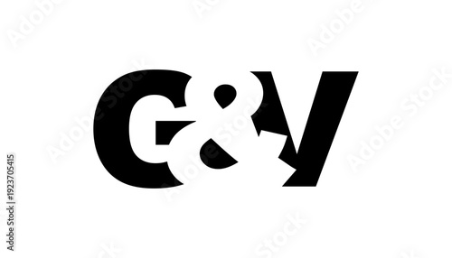 GV logo design in bold style. Black white identity symbol. Modern typography emblem. Corporate branding icon.