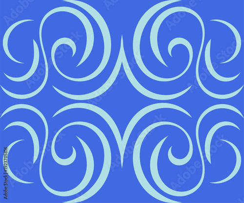 abstract blue pattern with symmetrical curved lines