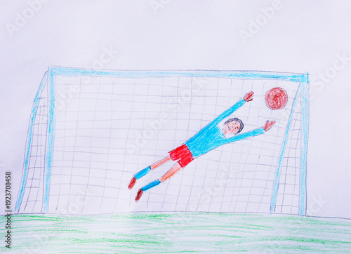 Naive illustration of goalkeeper making a save in football match