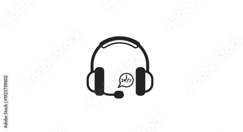 Black Headset with Microphone and Speech Bubble.