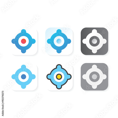 Colorful location app logo with modern rounded shapes