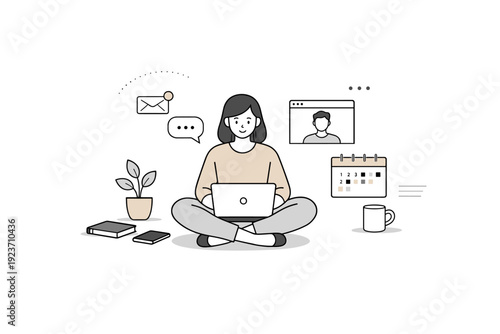 Minimal shadow background. Large soft shadow areas fading gently across the canvas, quiet and premium mood. The illustration feels elegant, restrained, and