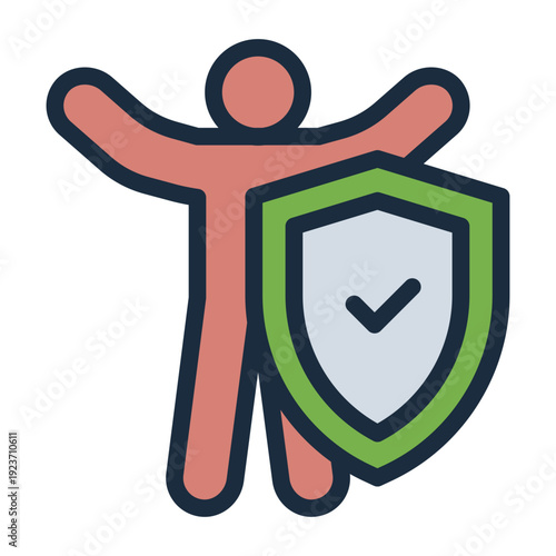 safety filled line icon. shield protection. secure activity. sport support