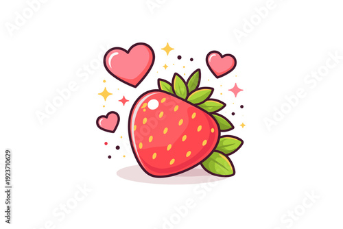 Strawberry romantic mood expressing sweetness, care and small moments of pleasure. A soft symbolic composition with a strawberry, heart-like shapes or subtle