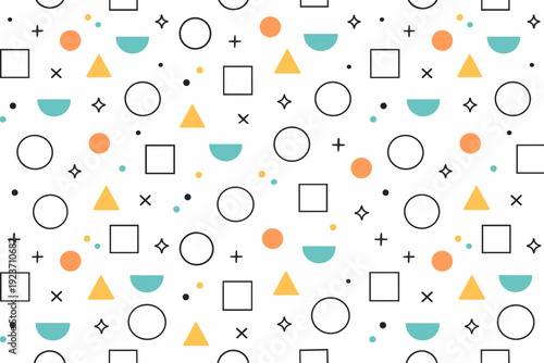 Seamless geometric pattern. Repeating minimal shapes arranged evenly across the canvas, expressing clarity, order, and contemporary design aesthetics. Abstract