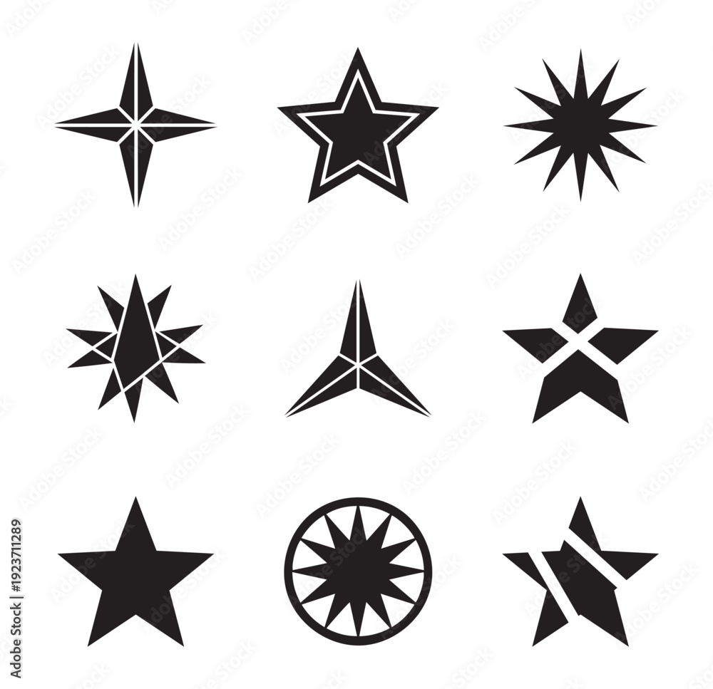 Obraz premium Abstract starburst and star shape logo element set