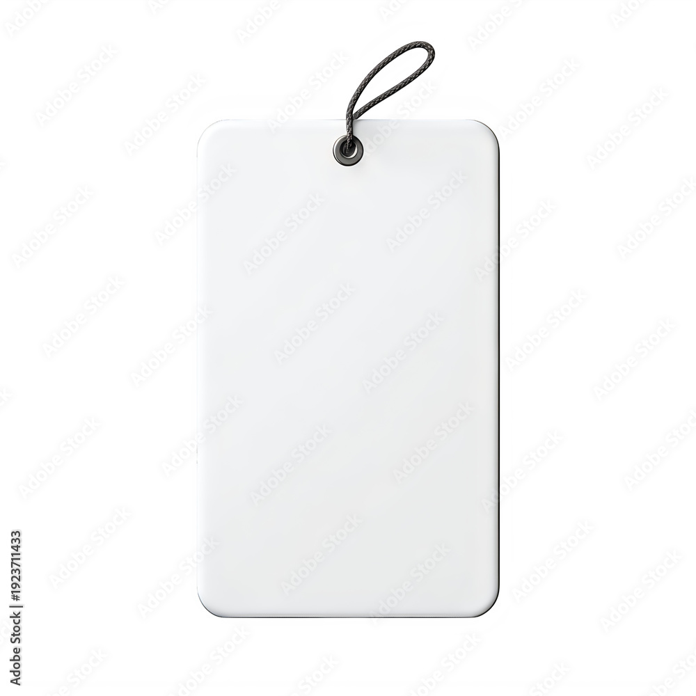 Fototapeta premium Blank tag card, rounded corners, isolated on transparent background