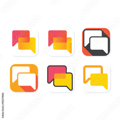 Modern chat app logo with clean blue message icons