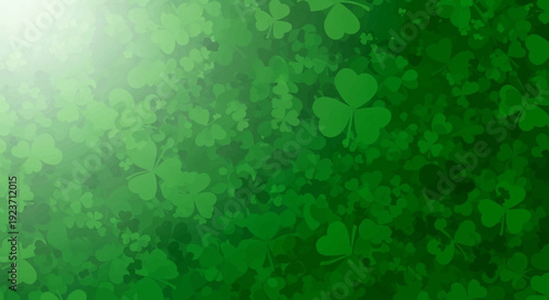 Celebration of St Patrick's Day with shamrocks in a festive green environment viewed from above