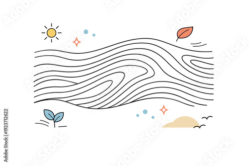 Organic grain abstraction. Curved wood grain lines forming soft patterns and waves, suggesting growth and natural flow. Minimal surface exploration with warm,