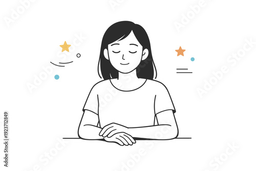 People resting eyes briefly. Individual pausing in place with closed eyes and relaxed hands. Momentary withdrawal, inner quiet, soft emotional neutrality.