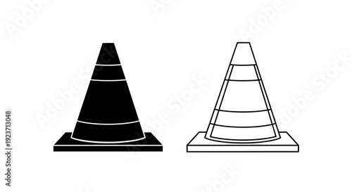 Labor day cone icon set, minimalist traffic cone design, safety symbol Vector