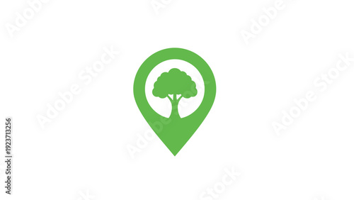 Green Map Pin with Tree Inside.