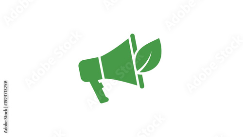 Green Megaphone with Leaf Symbol.