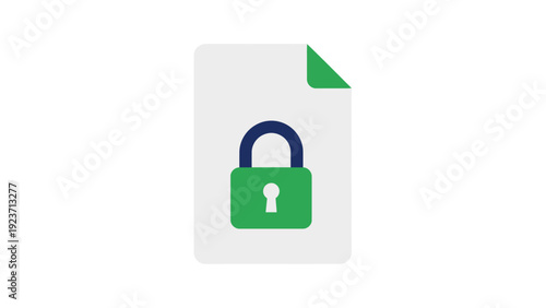 Green Padlock Icon on Document.