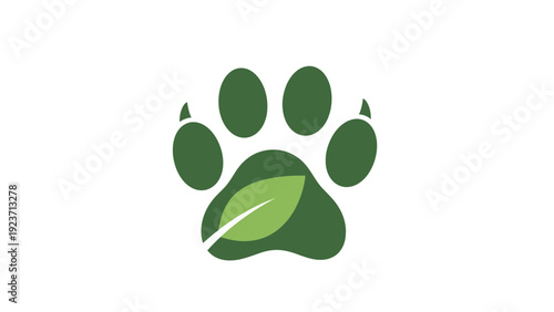 Green paw print with leaf.