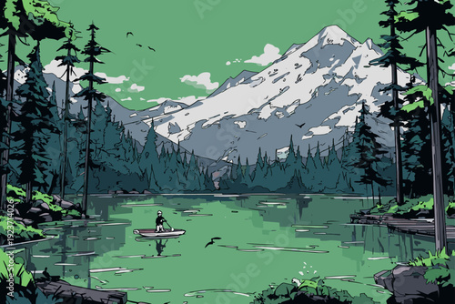 Serene SUP Ride on Mountain Lake