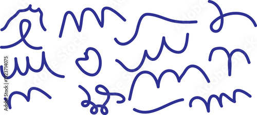 A blue silhouette of abstract shapes and lines on a white background featuring a silhouette