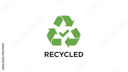 Green Recycled Symbol With Check Mark.